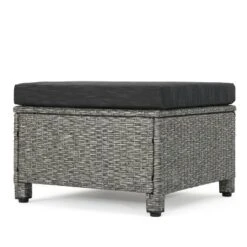 Puerta 2pk Outdoor Wicker Ottomans With Cushions - Black/Dark Gray - Christopher Knight Home -Garden Furniture Store GUEST f9dba45b 9fc9 428d a918 b2abd5fe6a56
