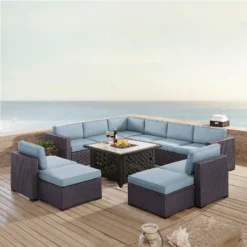 8pc Biscayne Outdoor Steel Conversation Set With Fire Table - Crosley