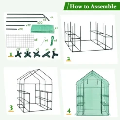 Costway Walk-in Greenhouse 56''x56''x77'' Gardening W/Observation Windows 2 Tier 8 Shelves -Garden Furniture Store GUEST fb4800e7 48ab 4b5f 8048 81853cacc6c6
