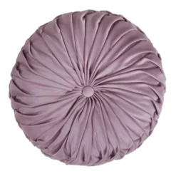 14" Velvet Pintucked Poly Filled Round Throw Pillow Lavender - Saro Lifestyle