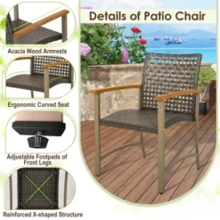Costway Set Of 4 Patio Dining Chairs Outdoor Wicker Armchairs With Acacia Wood Armrests 13 Costway Set Of 4 Patio Dining Chairs Outdoor Wicker Armchairs With Acacia Wood Armrests -Garden Furniture Store GUEST fcc6cafe a549 43cb 9040 2df814ee631d