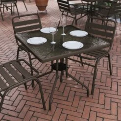 Flash Furniture Barker 31.5'' Square Tempered Glass Metal Table -Garden Furniture Store GUEST fcdaf5ad 475d 4d08 9187 bc7c628194b0