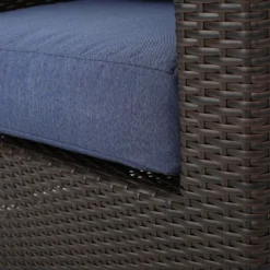 Darius 5pc Outdoor Set With 4 Wicker Swivel Chairs & Fire Pit Set - Brown/Navy/Hammered Bronze - Christopher Knight Home -Garden Furniture Store GUEST fe63134c 167f 4023 9e88 b6984e5be54a