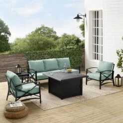 Kaplan 5pc Outdoor Sofa Set With Fire Table - Mist - Crosley -Garden Furniture Store GUEST fec4d3f7 b704 4af8 acea b981111697fd