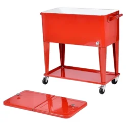 Costway 80-quart Cooler Beer Cart Outdoor Entertaining Rolling Party Steel Bar Bistro -Garden Furniture Store GUEST ffba26c5 d083 4e76 9490 0d5515e45125