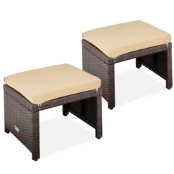 Best Choice Products Set Of 2 Multipurpose Patio Wicker Ottomans W/ Removable Cushions, Steel Frame -Garden Furniture Store GUEST ffe3540c 1362 4365 9815 b0b83c74a63c