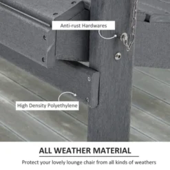 Outsunny 3 Piece Adirondack Chair Set Of 2, HDPE Folding Fire Pit Chairs And Patio Table, Outdoor Furniture With Slatted Seat, Dark Gray -Garden Furniture Store GUEST ffef60b4 2edb 4c33 8afb f8fceef8b96a